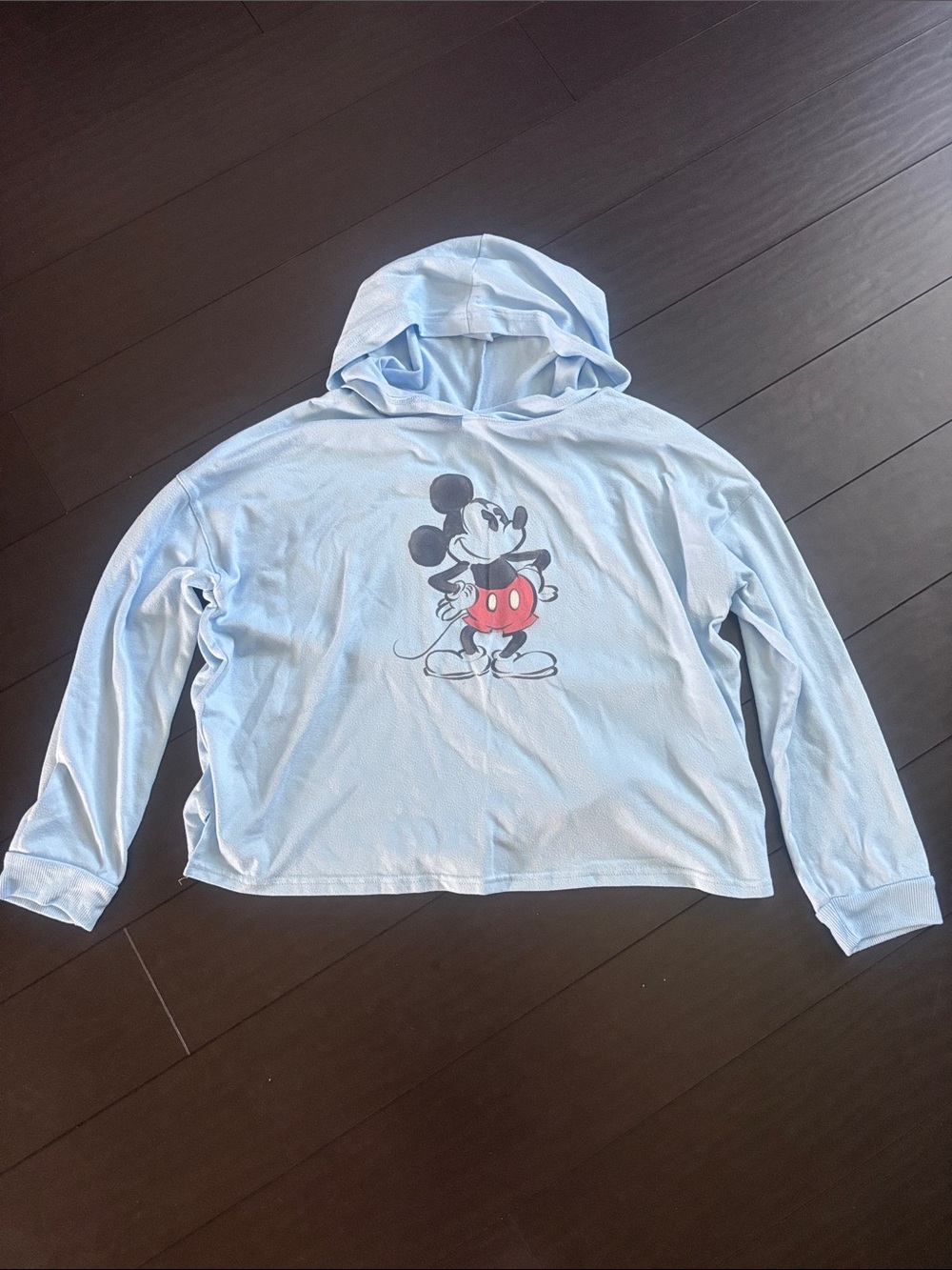 Disney Light Blue Hoodie with Classic Mickey Front Graphic